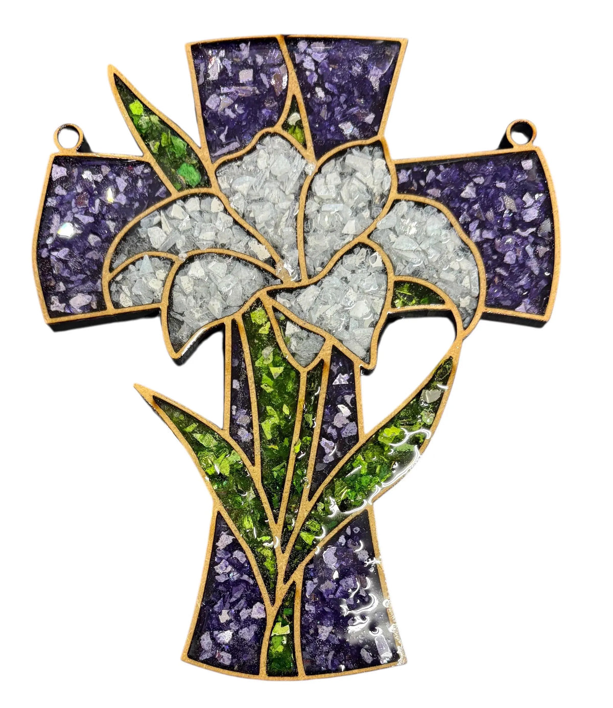 DIY Crushed Glass Suncatcher Kit - Easter Lily and Cross