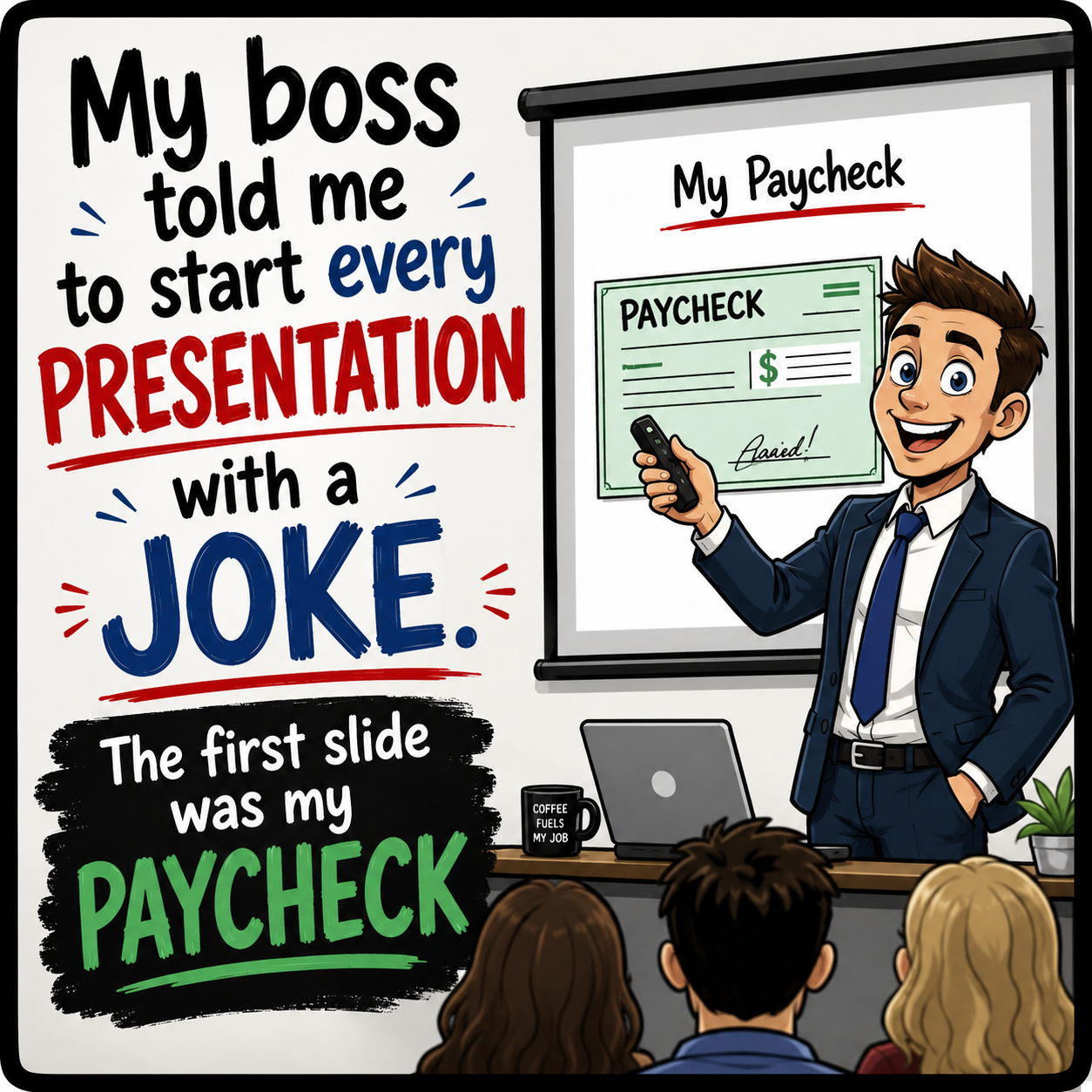 Start Presentation With A Joke. First Slide Was My Paycheck magnet