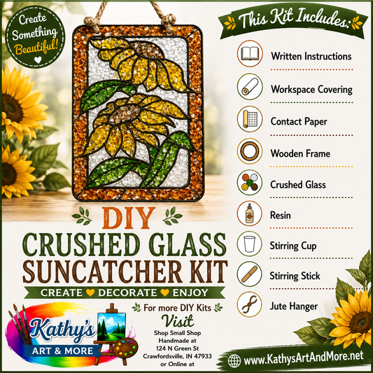 DIY Crushed Glass Suncatcher Kit - Sunflowers