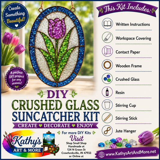 DIY Crushed Glass Suncatcher Kit - Tulip
