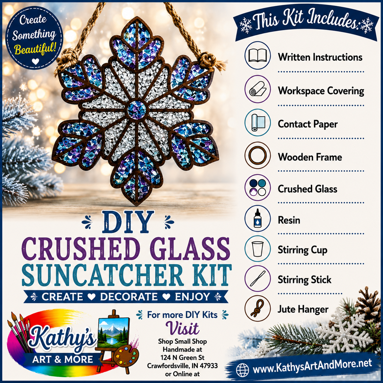 DIY Crushed Glass Suncatcher Kit - Snowflake