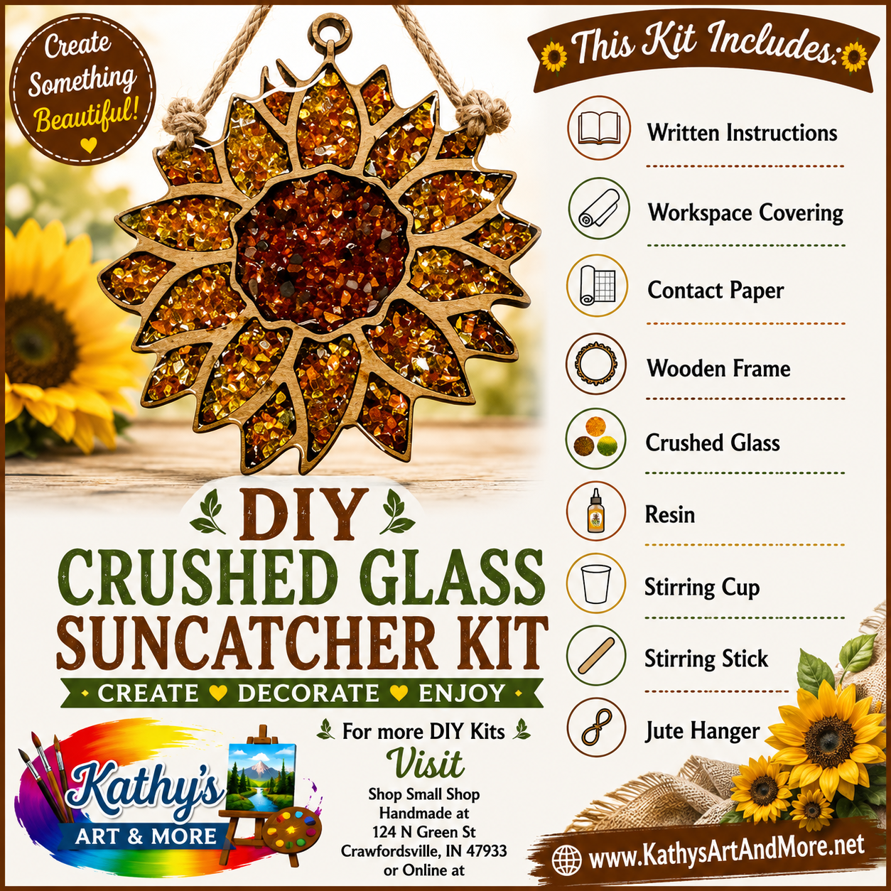 DIY Crushed Glass Suncatcher Kit - Sunflower