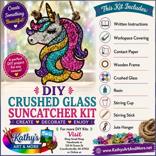 DIY Crushed Glass Suncatcher Kit - Unicorn
