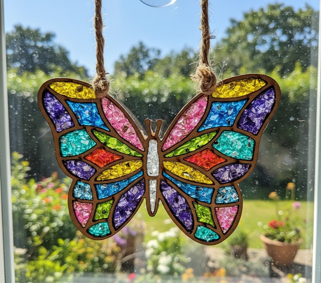 Butterfly Crushed Glass Suncatcher