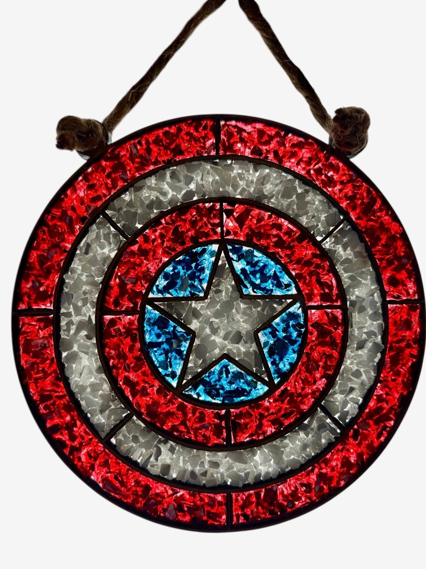 DIY Crushed Glass Suncatcher Kit - Captain America Shield