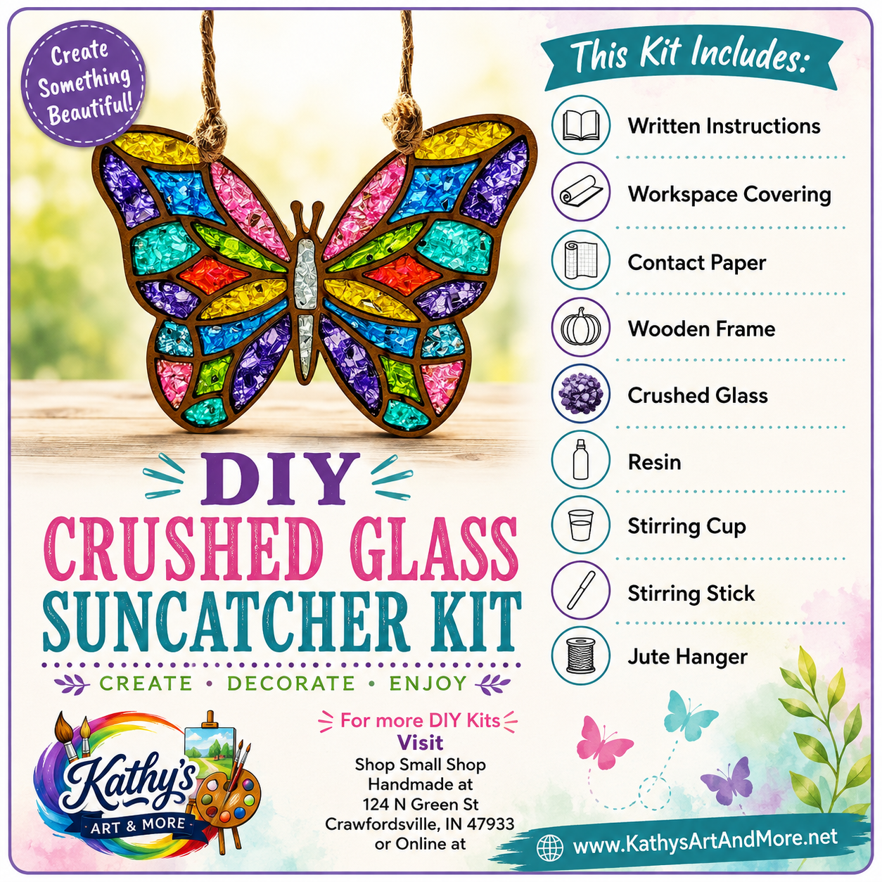 DIY Crushed Glass Suncatcher Kit - Butterfly