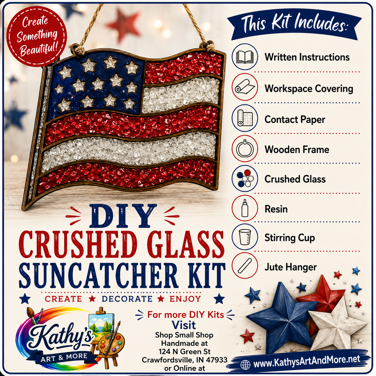 DIY Crushed Glass Suncatcher Kit - American Flag