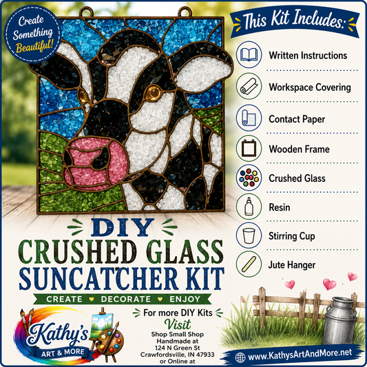 DIY Crushed Glass Suncatcher Kit - Cow