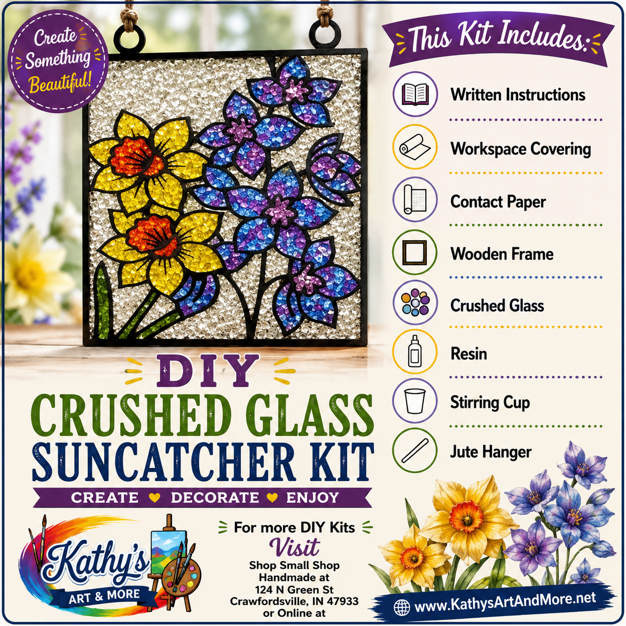 DIY Crushed Glass Suncatcher Kit - Daffodil & Larkspur