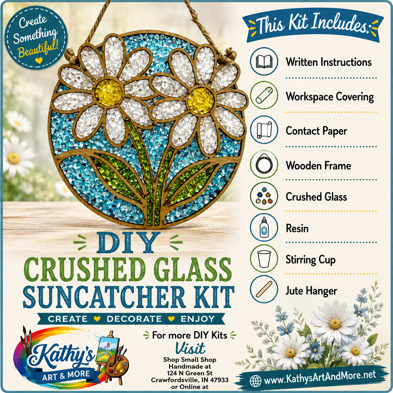 DIY Crushed Glass Suncatcher Kit - Daisies