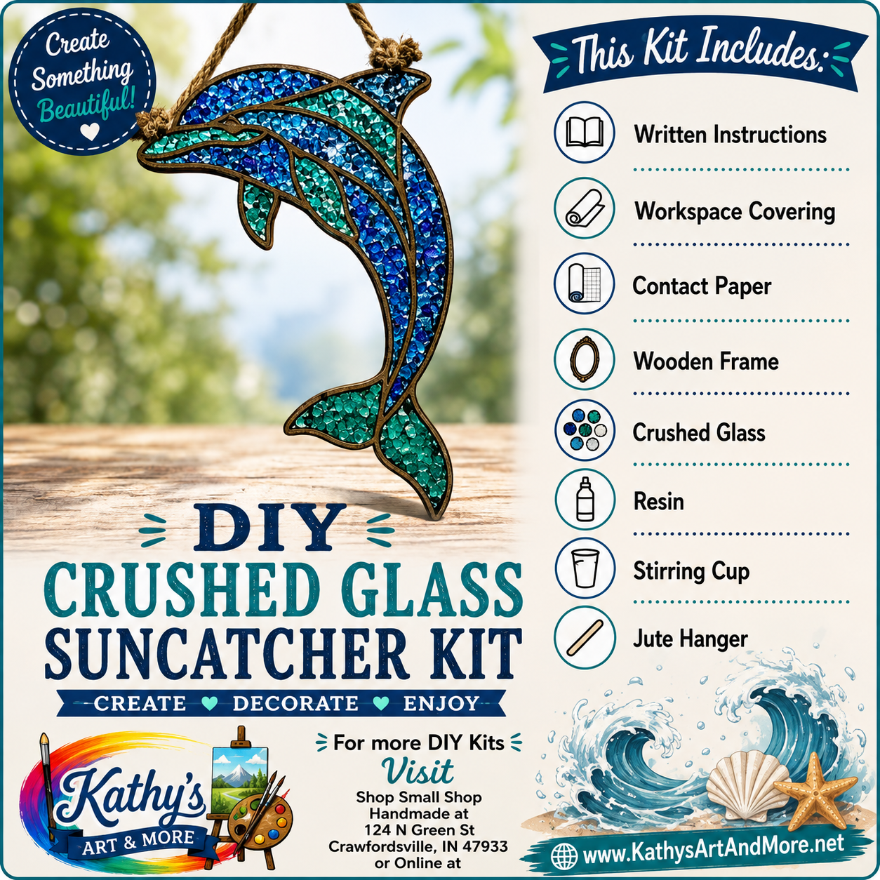 DIY Crushed Glass Suncatcher Kit - Dolphin
