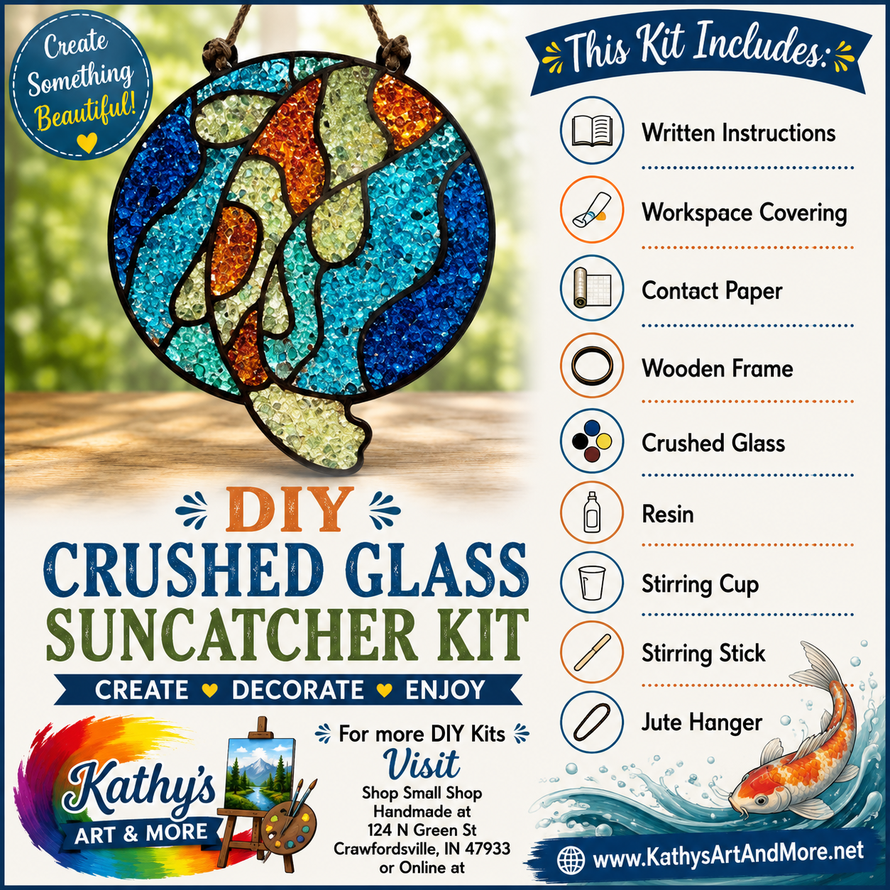 DIY Crushed Glass Suncatcher Kit - Koi