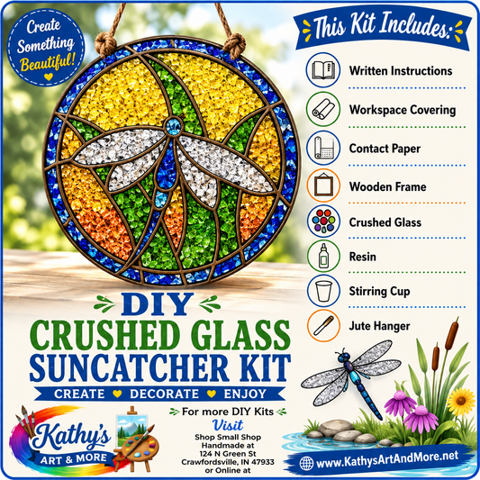 DIY Crushed Glass Suncatcher Kit - Dragonfly in Grass