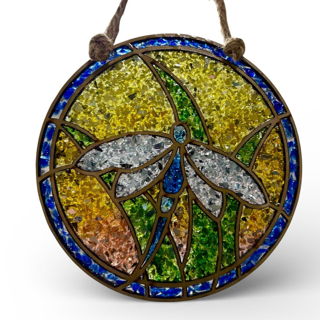 DIY Crushed Glass Suncatcher Kit - Dragonfly in Grass