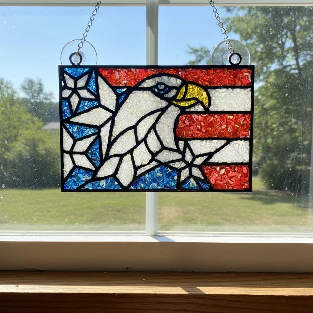 DIY Crushed Glass Suncatcher Kit - American Eagle and Flag