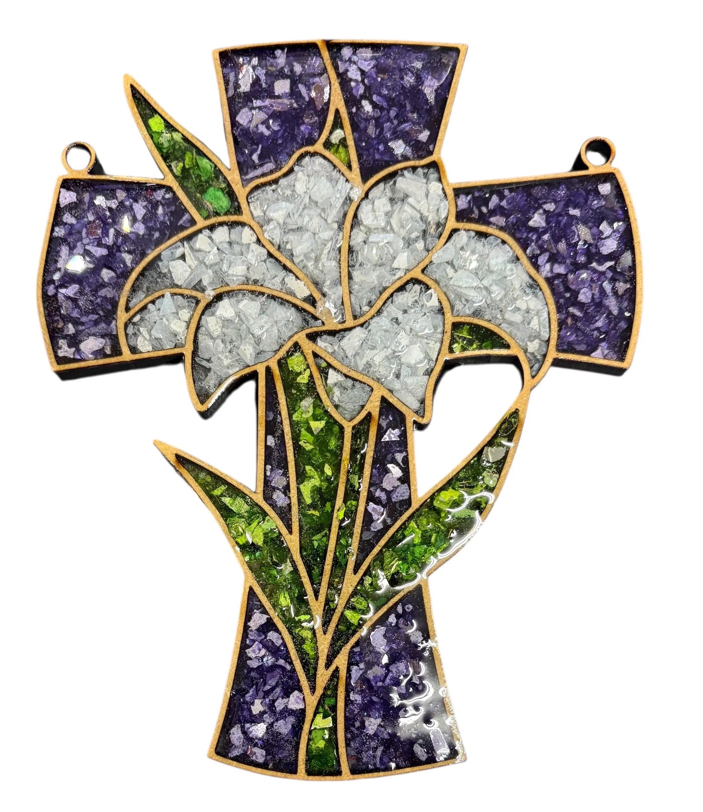 DIY Crushed Glass Suncatcher Kit - Easter Lily and Cross