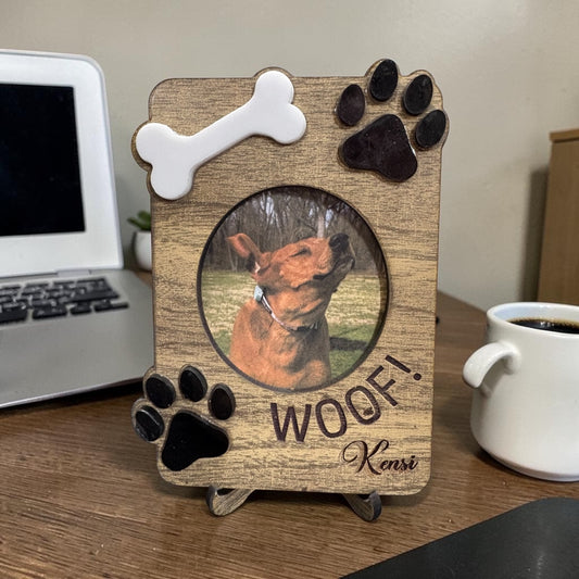 Personalized Dog Photo Frame Magnet | Custom Wooden Pet Picture Frame Magnet | Dog Memorial Gift | Pet Lover Gift | Fridge Magnet