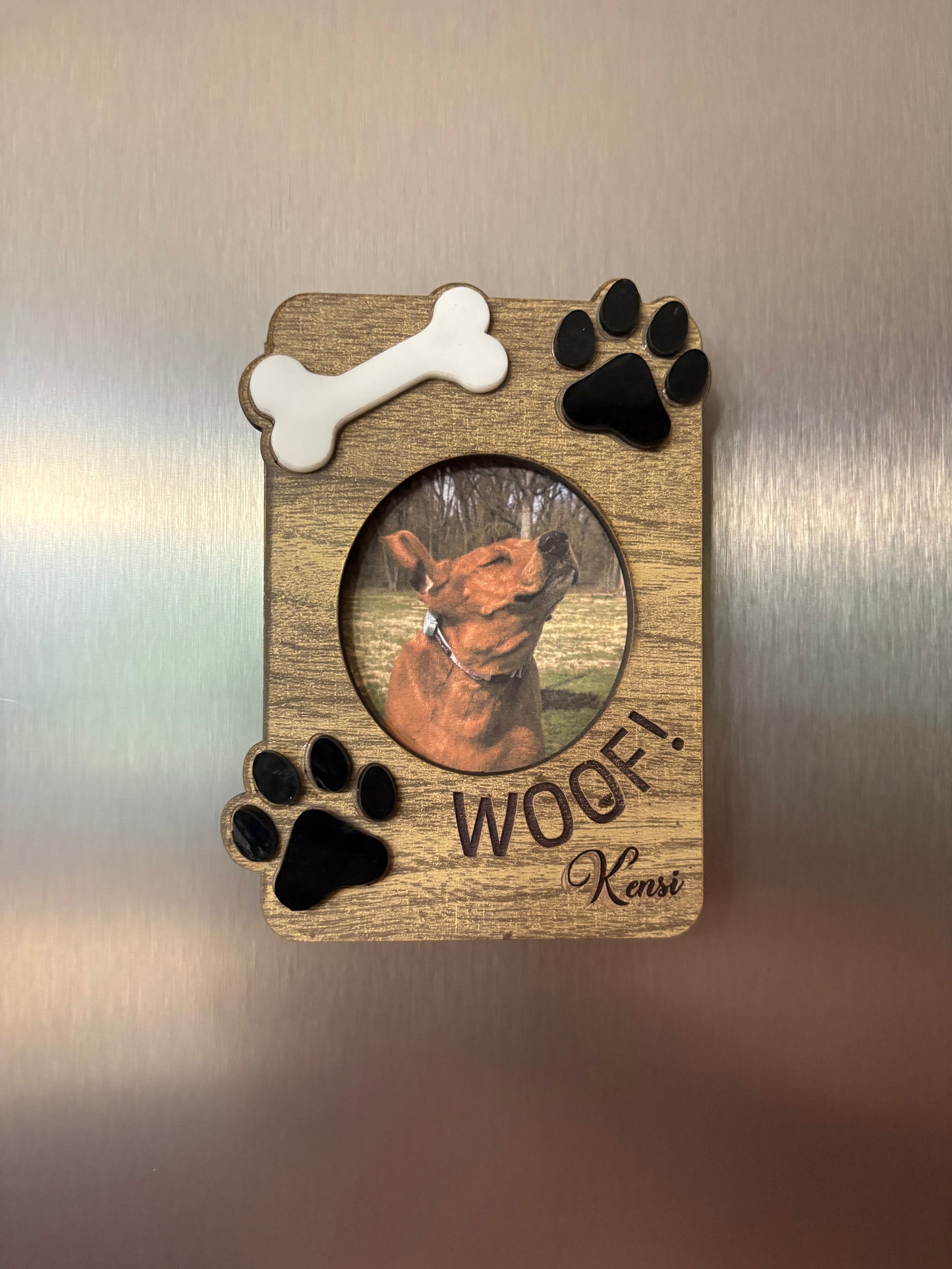 Personalized Dog Photo Frame Magnet | Custom Wooden Pet Picture Frame Magnet | Dog Memorial Gift | Pet Lover Gift | Fridge Magnet