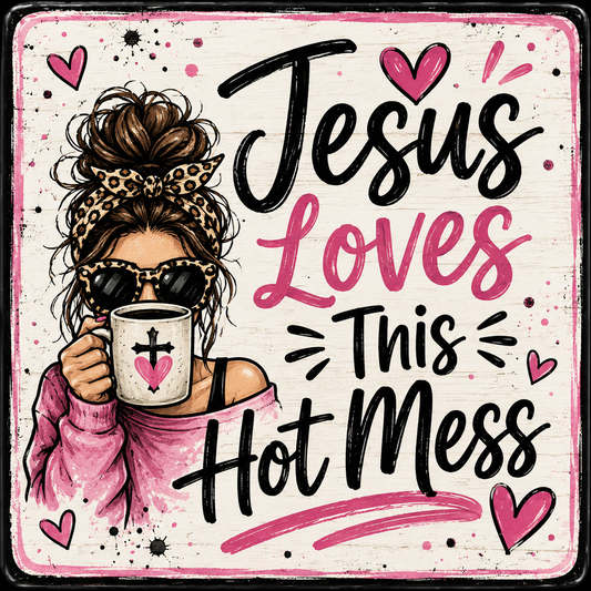 Jesus Loves This Hot Mess magnet