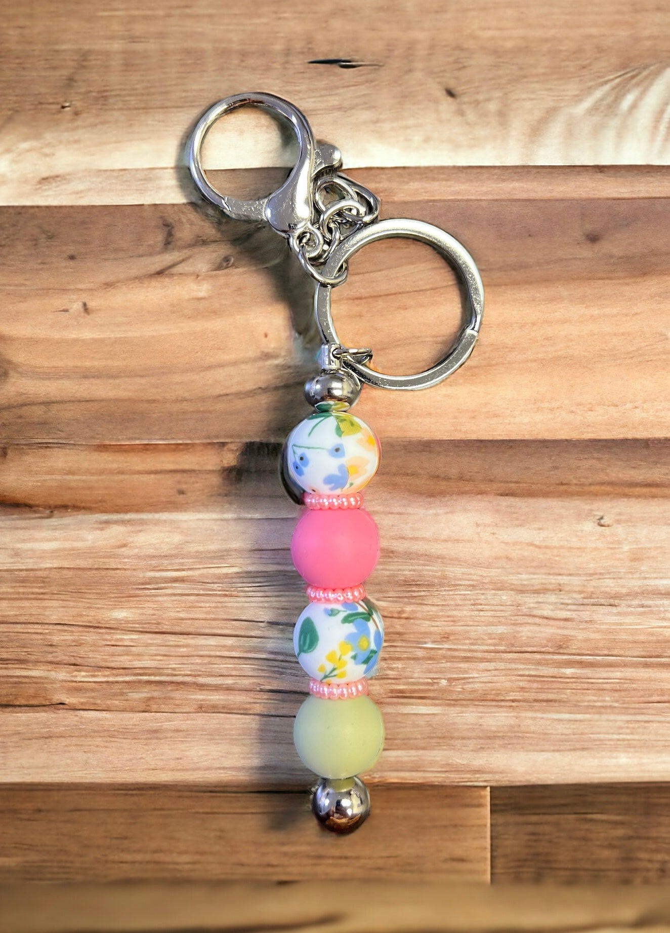 Pink Floral Keychain