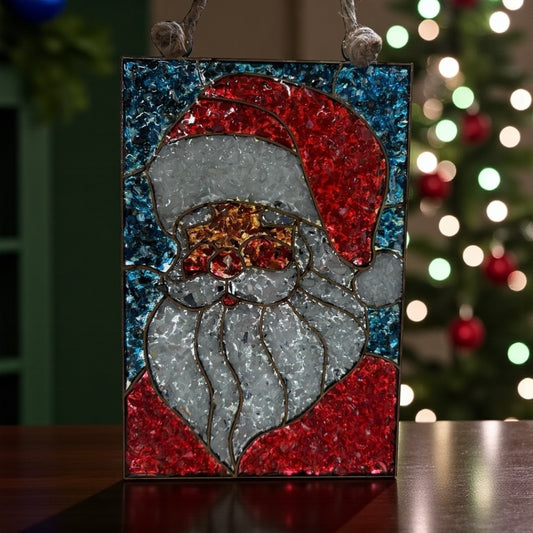 Santa Crushed Glass Sun Catcher