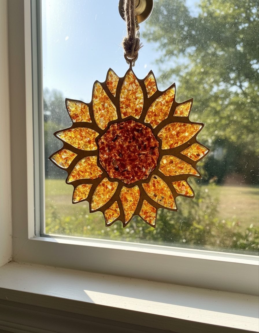 DIY Crushed Glass Suncatcher Kit - Sunflower