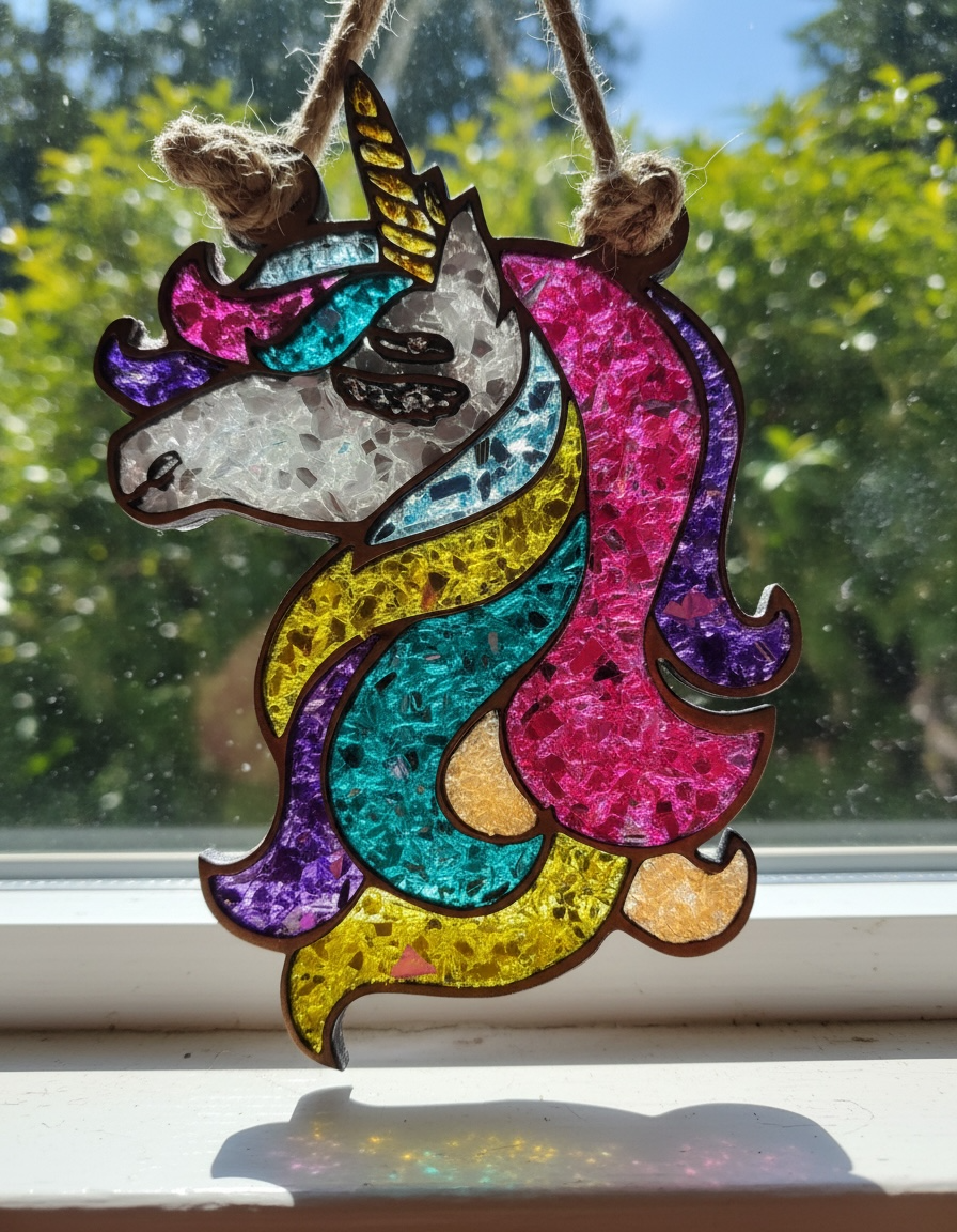 DIY Crushed Glass Suncatcher Kit - Unicorn