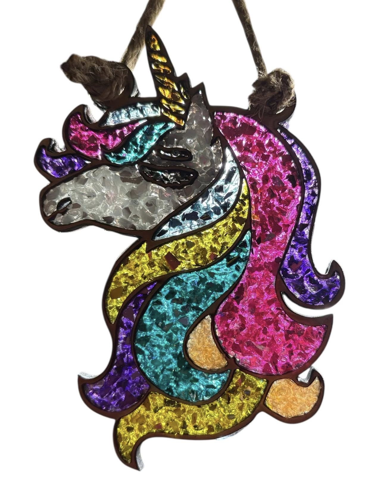 Unicorn Crushed Glass Suncatcher