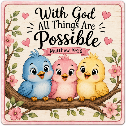 With God All Things Are Possible Birds magnet