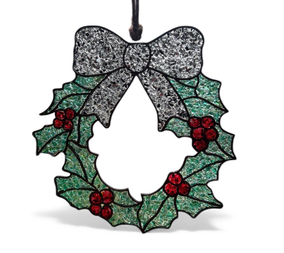 DIY Crushed Glass Suncatcher Kit - Christmas Wreath