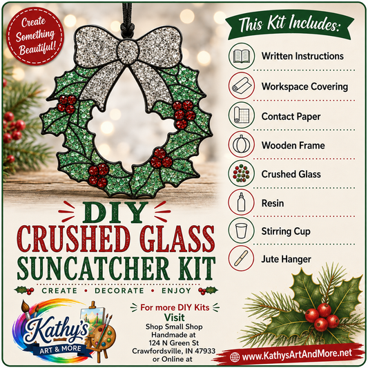 DIY Crushed Glass Suncatcher Kit - Christmas Wreath