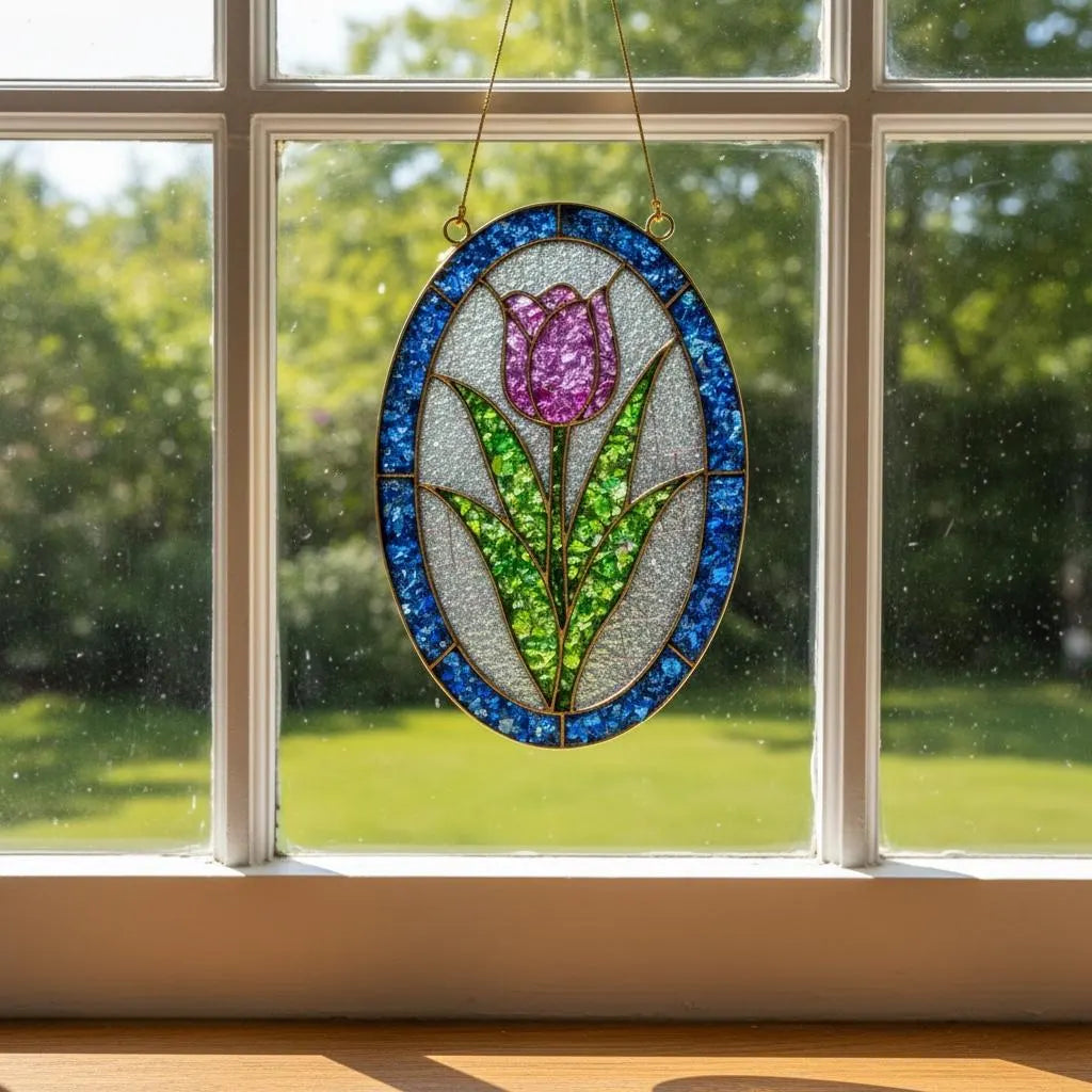 Tulip Crushed Glass Suncatcher
